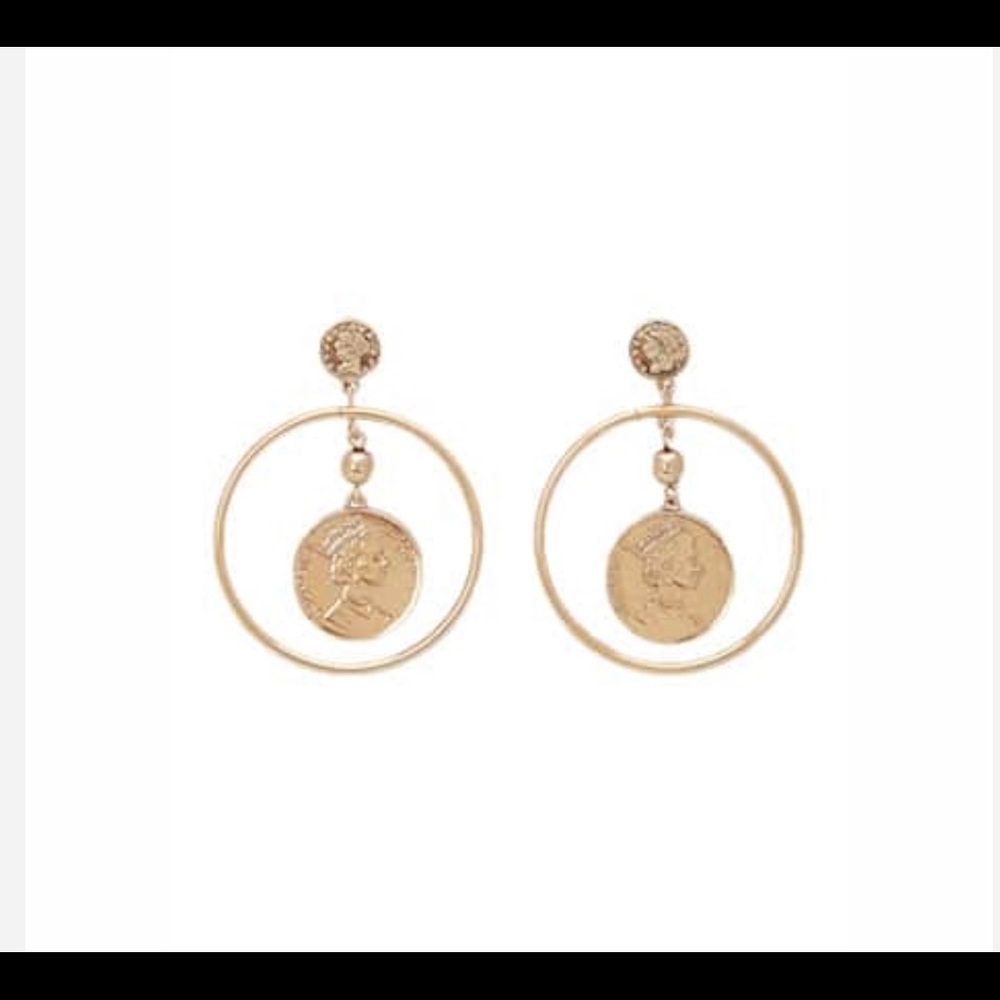 Coin Drop Hoop Earrings